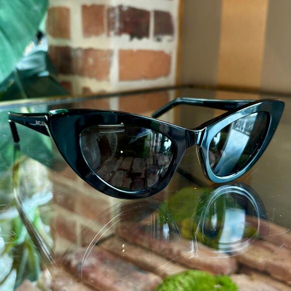 SAINT LAURENT Lily Cat-Eye Acetate Black Sunglasses - Picture 1 of 8